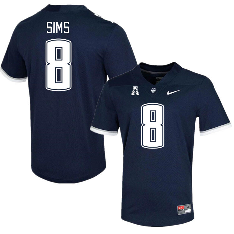 Men #8 Jarvarius Sims Uconn Huskies College Football Jerseys Stitched-Navy